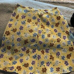 Copper Key Yellow Floral Midi Skirt
